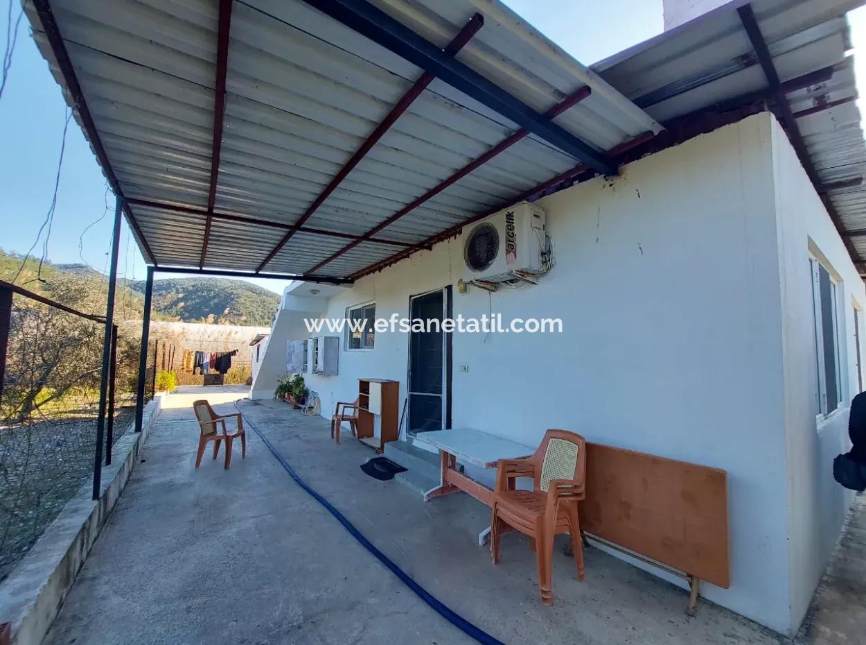 Ortaca Okçular 3 000M2 Land, 100 M2 2 1 Detached Unfurnished House For Rent